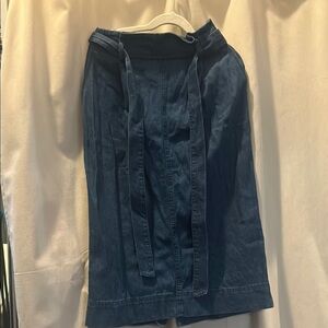 Uniqlo Blue Midi Wrap Skirt with Tie Front, Side Zipper, Size XS